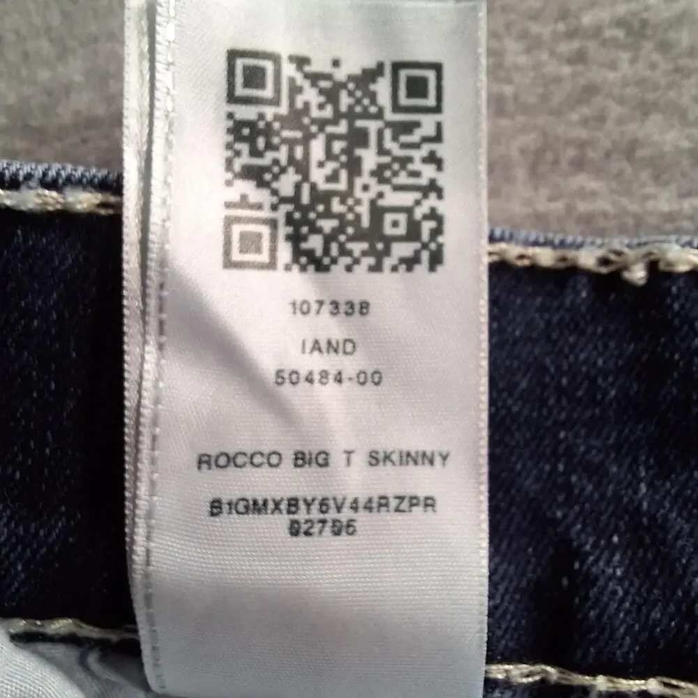 True Religion Rocco Big T Relaxed Skinny Jeans Y2K Dark Wash 33